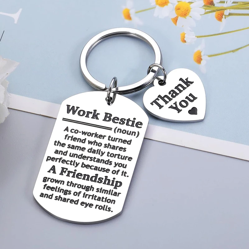 Portachiavi 'Work Bestie' - Regalo Divertente Per Colleghi, Addio, Pensionamento, Ringraziamento