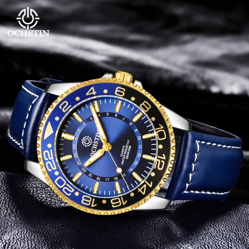OCHSTIN New 2024 Personalized Trendy Navigator Series Multi functional Quartz Movement Waterproof Watch Men's Quartz Watch