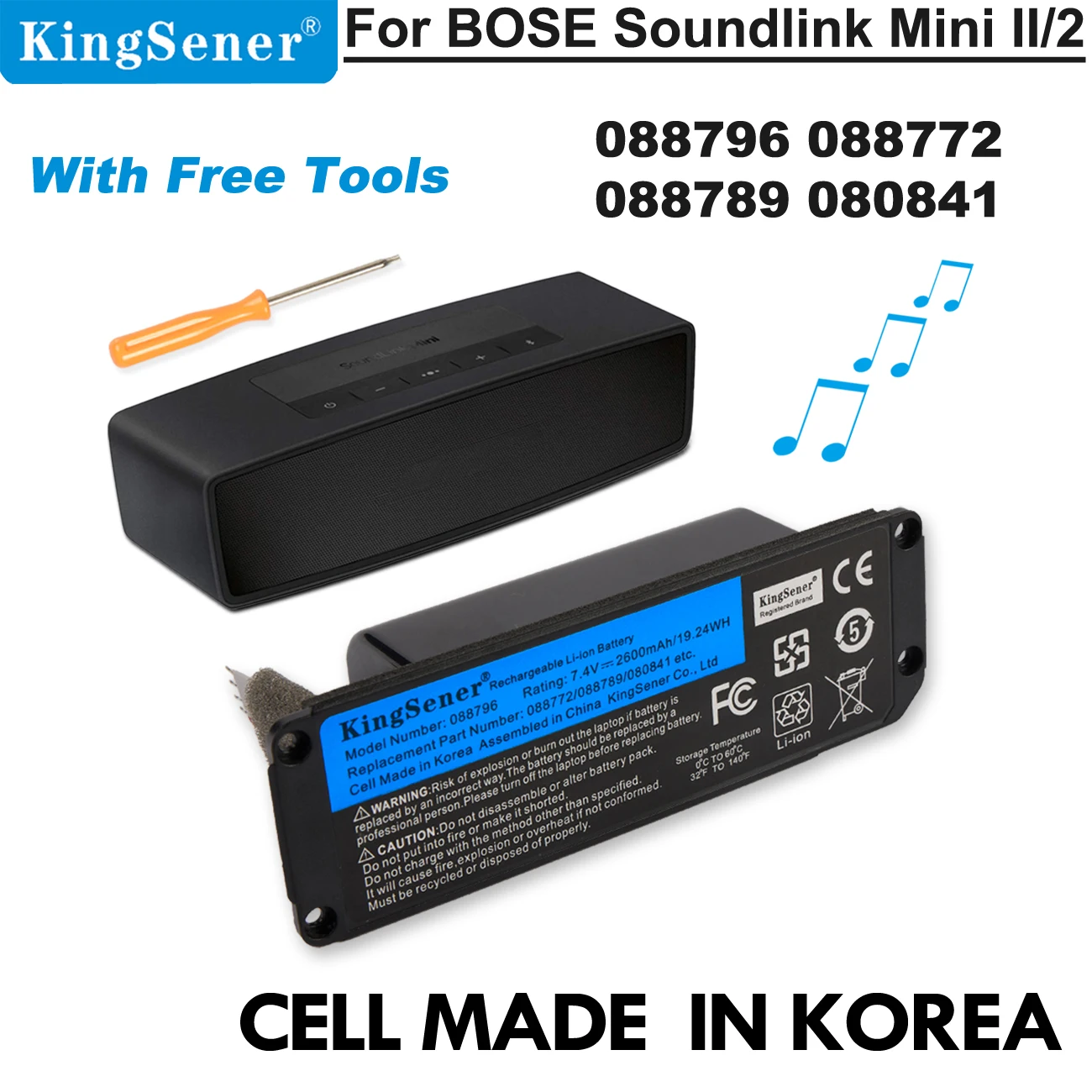 Kingsener 088796 088789 088772 080841 Bateria sem Fio do Orador de Bluetooth para Bose Soundlink Mini 7.4v 2600mah 19.24wh