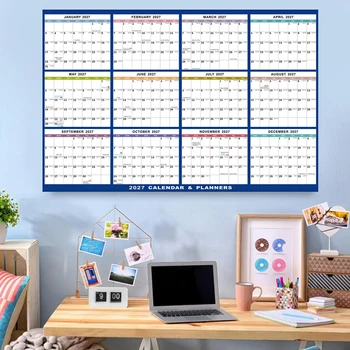 Calendario annuale 2027 extra grande 23x35 pollici, carta spessa di alta qualità, cancellabile, design robusto da appendere per camera da letto e soggiorno