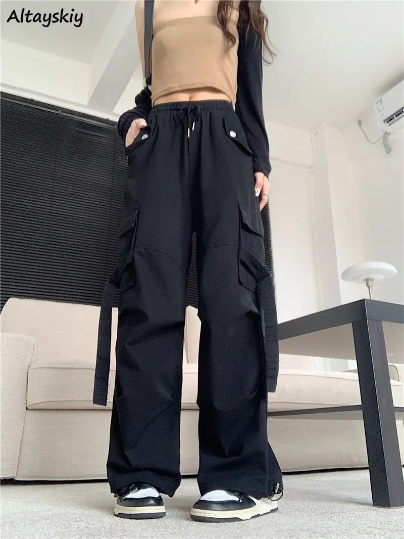 

Cargo Mopping Pants Women Streetwear Harajuku Retro American Style Hipster Baggy Aesthetic Trousers Vintage High Waist Mujer New