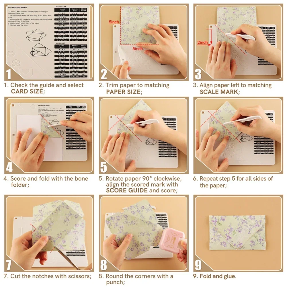 Scoring Board Multi-Purpose Measuring Grid Paper Card Envelope Maker Scrapbooking DIY Craft Supplies Tool