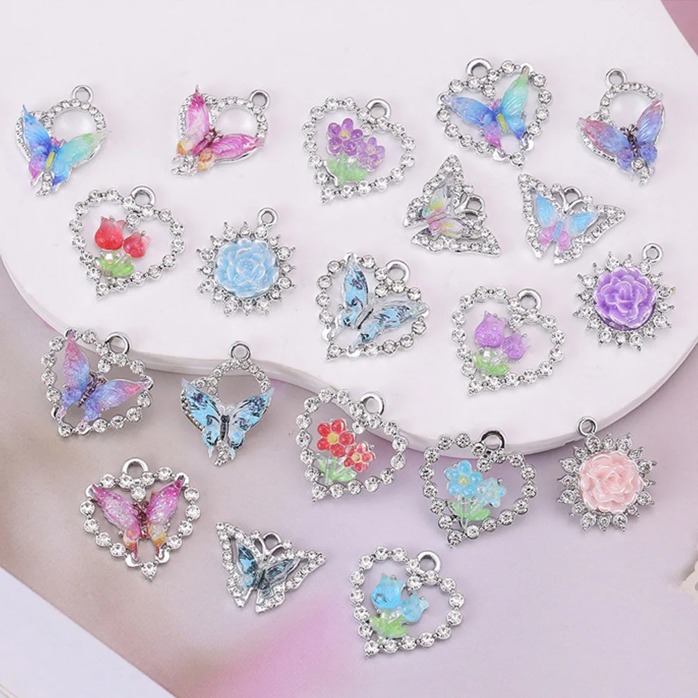 

10Pcs Colorful Brilliant Crystal Butterfly Charms Pendant Alloy DIY Necklace Bracelet Earrings Making Materials Jewelry