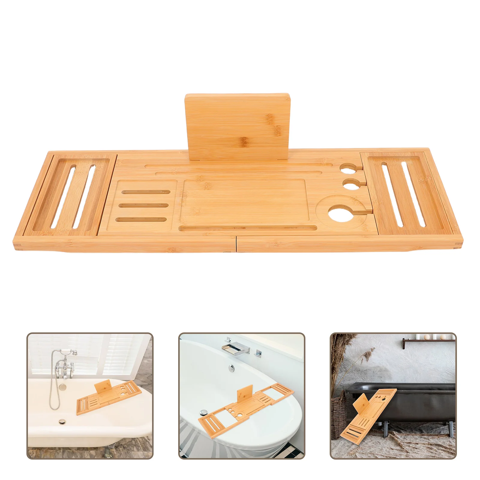 Bathtub Rack Bamboo Table Trays for Storage Organizer Accessories Bathroom Countertop Spa Desk