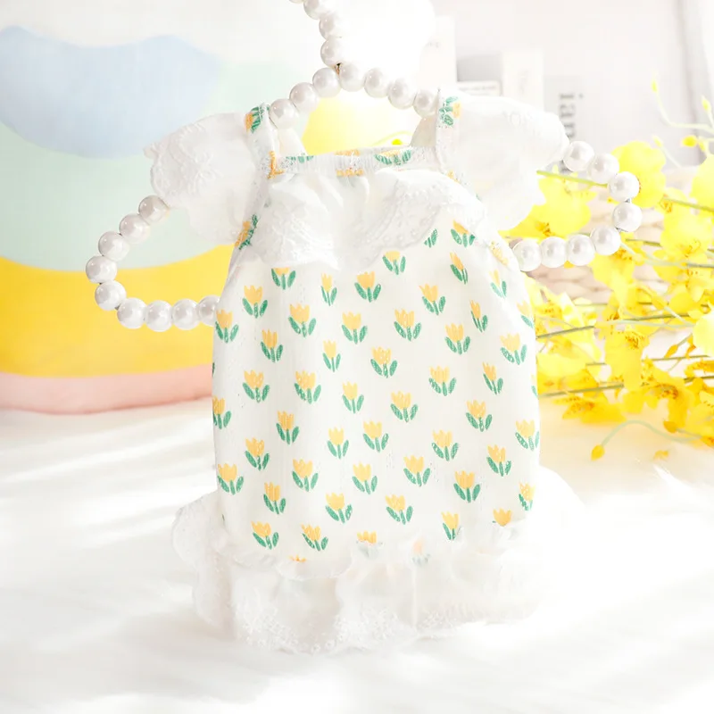 Floral Printed Fashion Design Dog Dresses for Pet Dog Clothes Spring