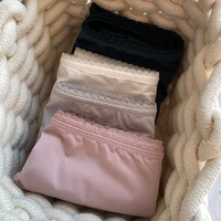 Low-Waist Ice-Silk Women's Underwear Lace Trim Comfortable Pure Cotton Crotch Qui-Dry Simple Sle Daily Wear e Panties