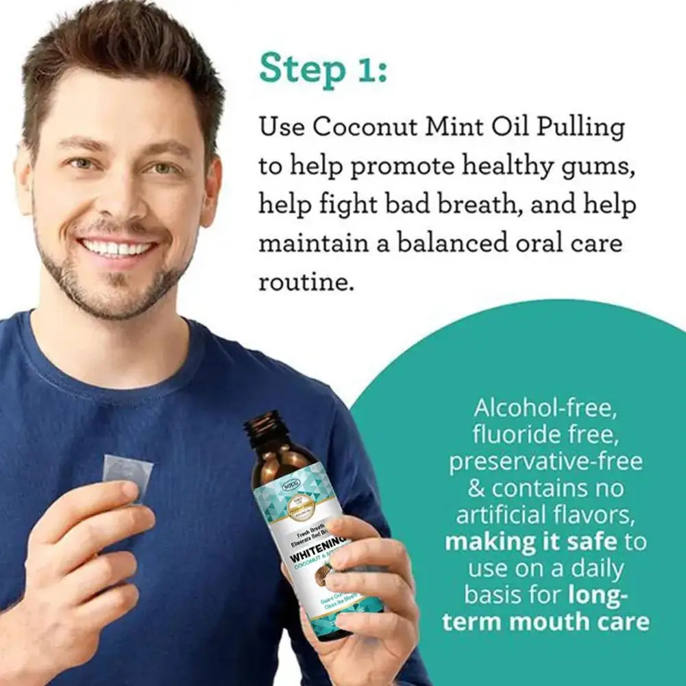 

1PC 237ml Coconut Mint Pulling Oil Mouthwash Alcohol-free Health Breath Care Whitening Tongue Teeth Fresh Oral Scraper Mout R4U3