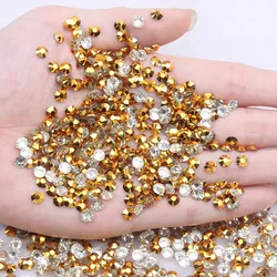 Sparkling Mineral - Gold Glitter Flatback Rhinestones - Round Non - Hotfix Nail Art Gems - 6mm 1000pcs (Mineral gold)