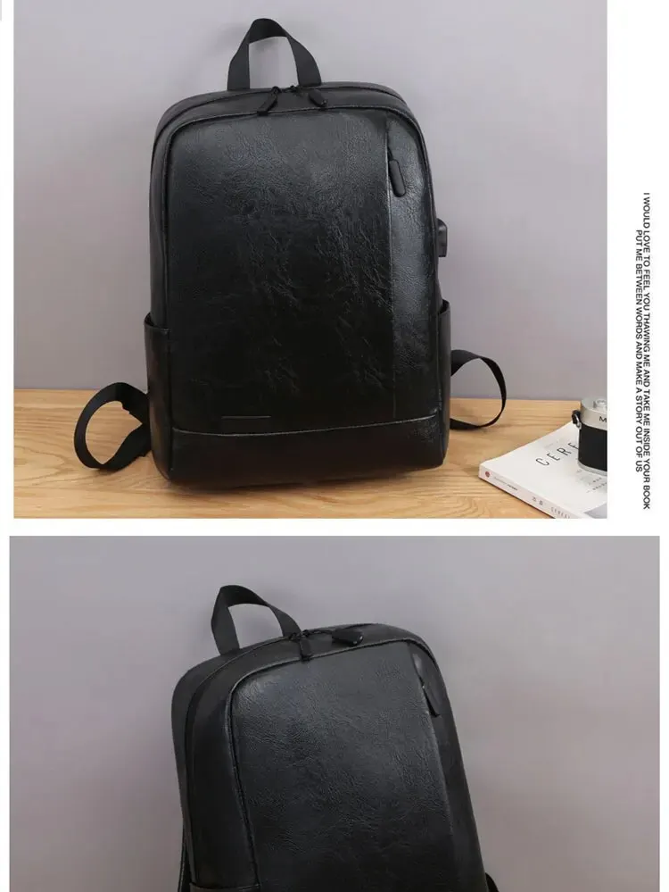 Sbb76902b008a4c2fbf6b241a51b21803F 1 Pack 15.6 inches Men's Business Simple Computer Backpack USB Charging Lightweight Schoolbag Travel Commuting Mallzona