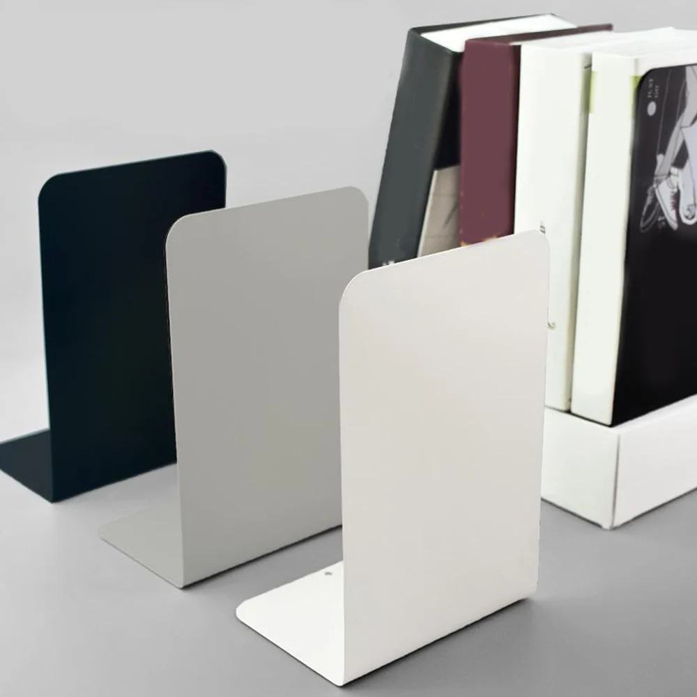 Book Organizer Book Holder Book Stand 2pcs Metal Bookend L-shaped for Book Storage
