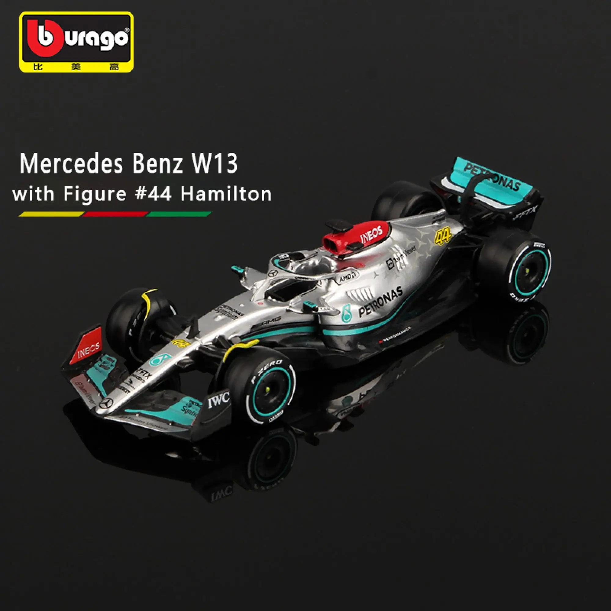 Bburago 1:43 W13 2022 Mercedes Benz F1 Team 44 Hamilton Team 63 Russell Alloy Die Casting Model Racing Vehicle Gift Toy 5