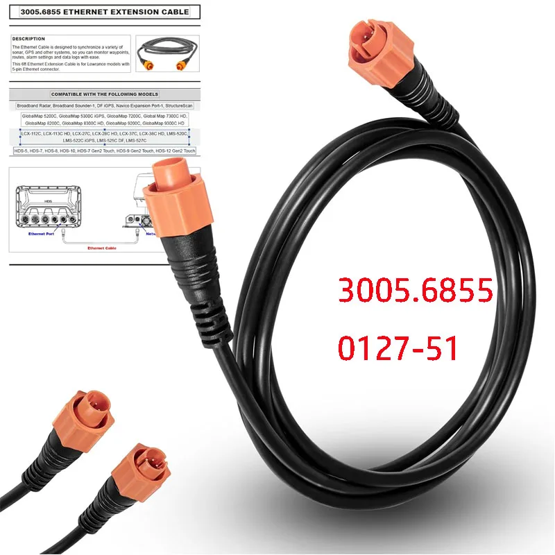 3005.6855,0127-51 Cavo Incrociato Ethernet Lowrance Cavo Cat5E Giallo, 6 Piedi, Ad Alta Velocità, Adatto Per La Maggior Parte Dei Dispositivi Lowrance