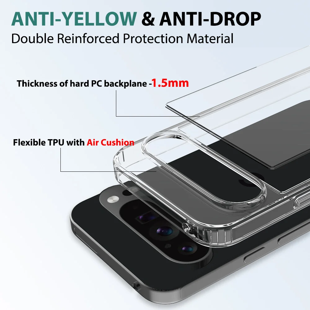 Premium Shockproof Crystal Clear Phone Case - Heavy Duty TPU/PC Protective Shell
