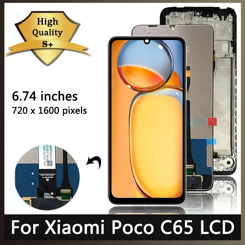 

AAA Quality 6.74'' For Xiaomi Poco C65 LCD Display Touch Panel Screen Assembly Pantalla For PocoC65 Display Replacement