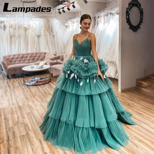 Purple V-Neck Tulle Dress Beaded Floor Length Prom Dress Layered Puffy Ball  Gown Dress Open Back Evening Dress For Photoshoot - AliExpress