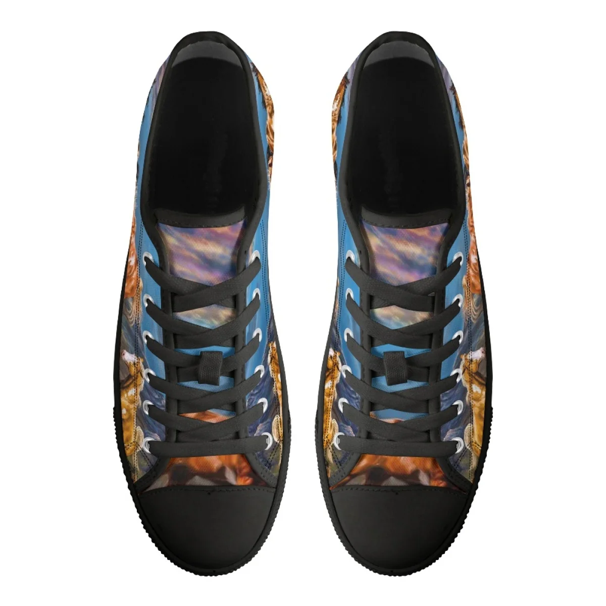 Summer Autumn New Sneakers For Ladies Casual Flat Shoes Hot Running Horse Art Pattern Print Classic Lace Up Low Top Canvas Shoes