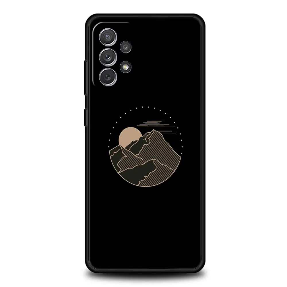 Line Mountain Scenery Sun Moon Phone Case Cover