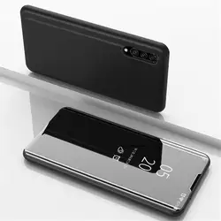 Leather Smart Mirror View Flip Phone Case - Elegant Protective Cover - Galaxy S24 (Black)