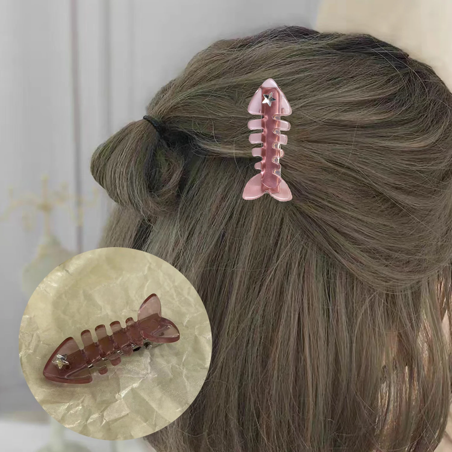 Cute Sweet Fish Bone Hair Clip Barrettes Fashion Small Fish Shape Plastic Duckbill Clip Hair Accessories For Women