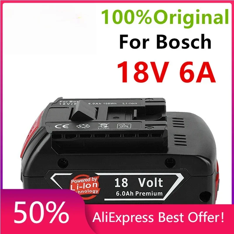 

100%Original18V 6ah Rechargeable Lithium Ion Battery for Bosch 18V 6.0A Backup Battery Portable Replacement BAT609