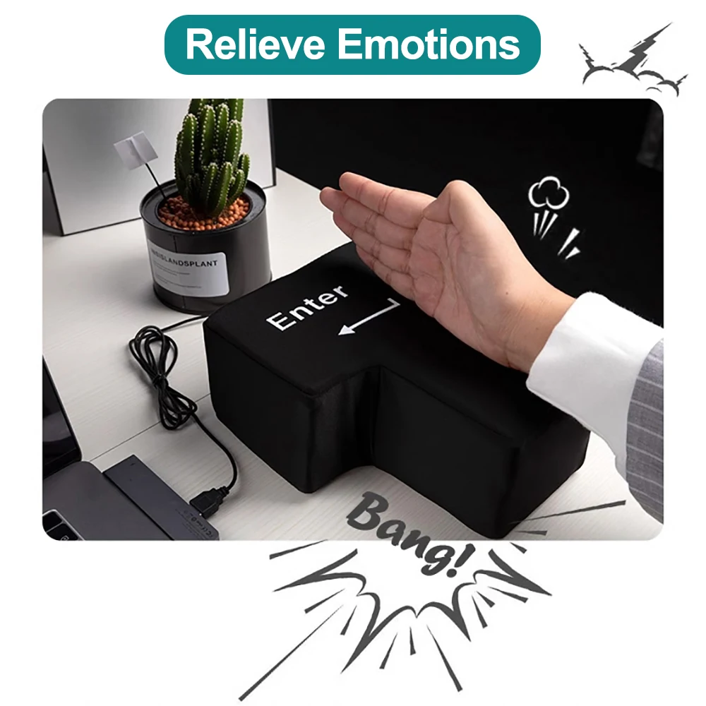 USB Enter Key Vent Pillow Soft Computer Button Return Key Enter Huge Button Decompression Pillow Stress Relief Toy For Offices