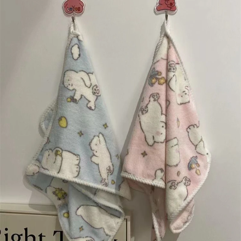 

1PC cartoon coral velvet thickened towel for washing face and wiping hands