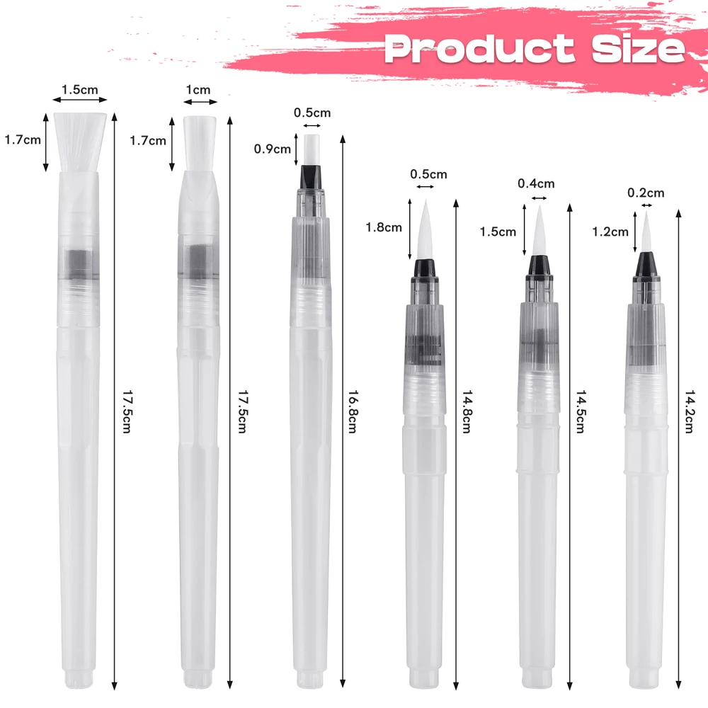 4-5pcs Flat / Round Tip Detailed Watercolor Brushes Pens Set For