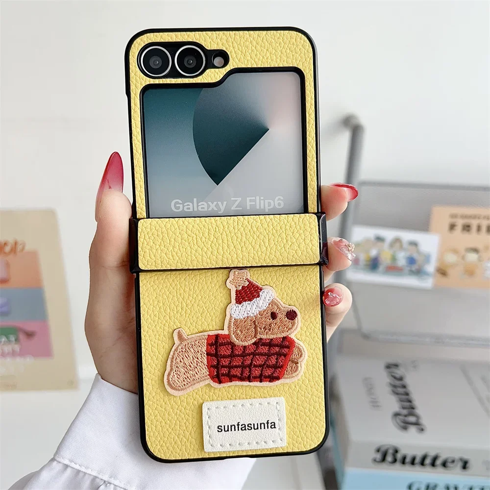 Cartoon Shockproof Hinge Protective PU Leather Phone Case