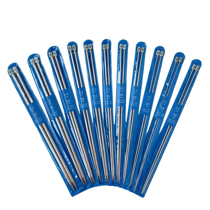 

Single-Pointed Stainless Steel Knitting Needles, DIY Crafts, Needlework, 25mm, 35cm, 11 Pairs, Size 2.0-8.0mm