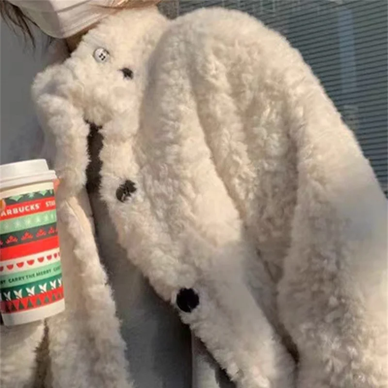 Faux Fur Coat Women Winter Fall 2022 Lambswool Long Jacket Loose Warm Thicken Female Casual Oversized Sheep Fur Jacket
