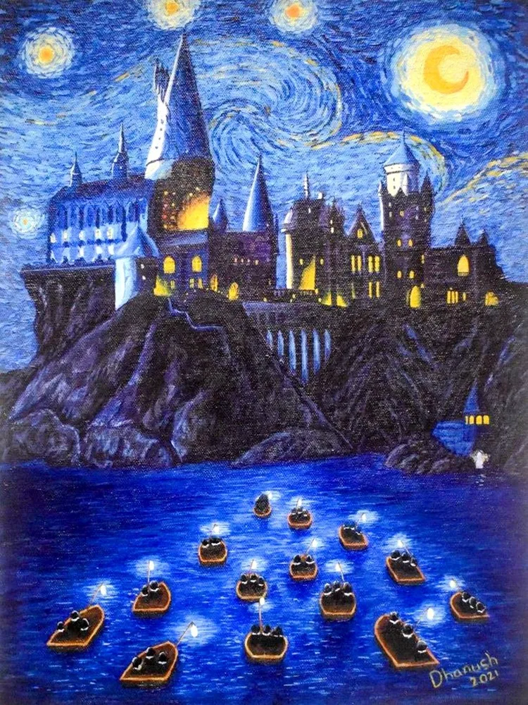 thumbnail image 1 of Pintura de diamante 5D del castillo de Hogwarts de Harry Potter, mundo mágico, punto de cruz, escuela mágica, búho, paisaje, mosaico, decoración del hogar, regalo, 1 of 5