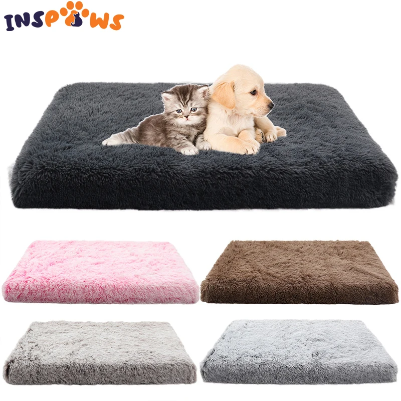Long Plush Dog Bed Calming Cat Pet Mattress with Removable Washable Cover Memory Foam Mat Crate Non-Slip Bottom | Дом и сад