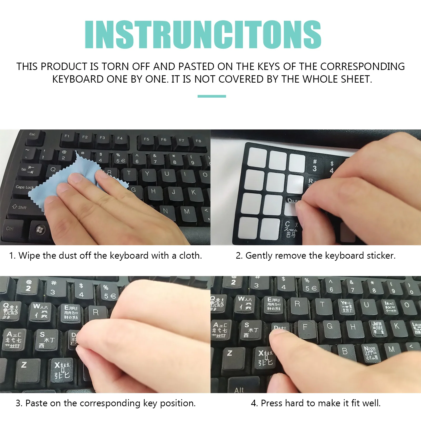 Durable Practical Universal English Letter Keyboard Stickers for Laptop Desktop Computers Easy Apply Remove Replace Old Keys New