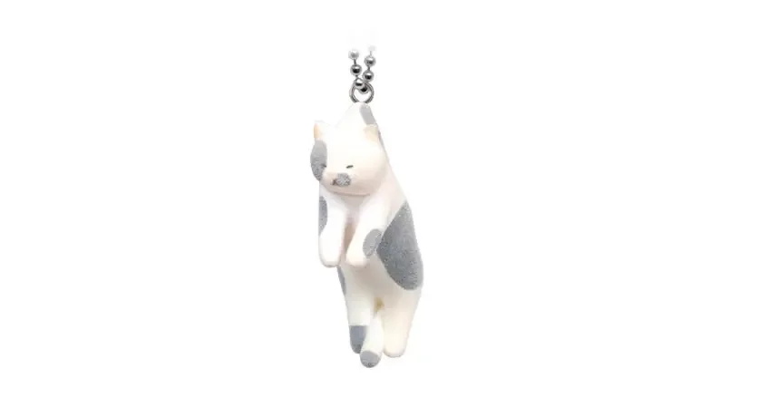 Qualia Capsule Toy: Flocky Pinch Cat Ball Chain - Cute Spotty Bicolor Kitten Mascot