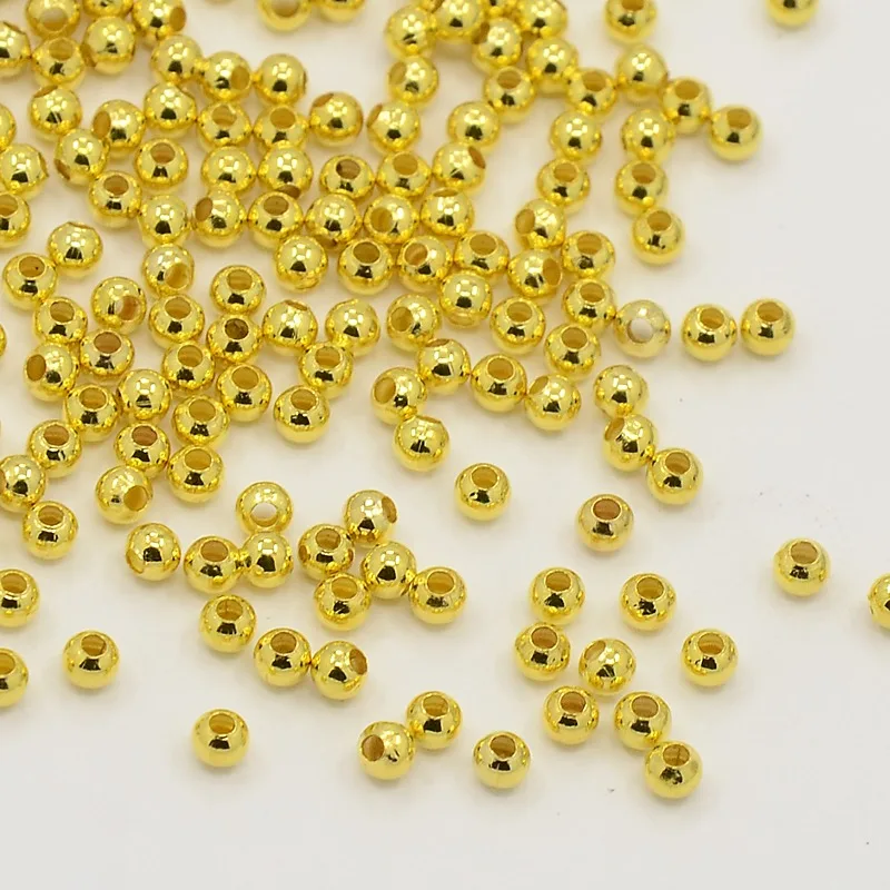 

10g Brass Round Spacer Beads Seamless Golden 2.4mm Hole: 0.8mm about 517pcs/10g