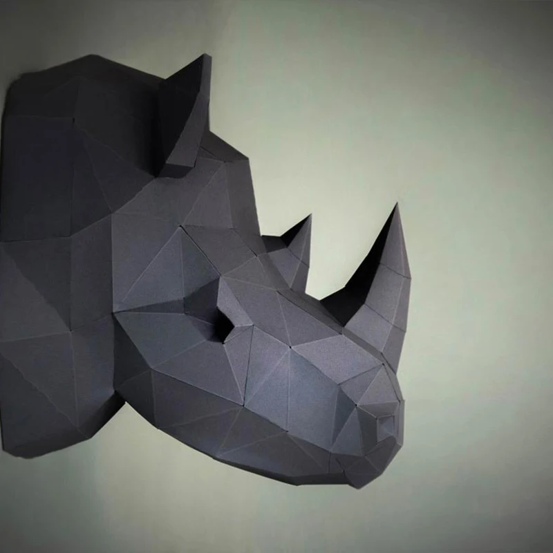 3D Paper Model Paper Jigsaw Puzzle 40cm Rhino Head Paper Model
