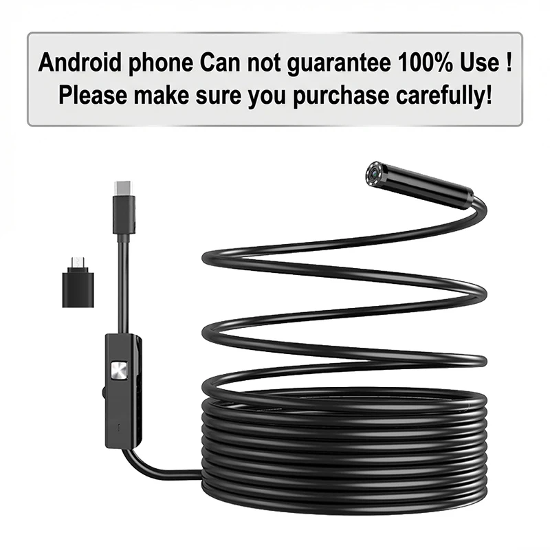 Android Endoscope Camera 7mm 3 IN1 Micro USB Type C Borescope Mini IP67 Waterproof For 90% Android Phone
