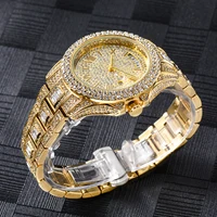 Montre à quartz plaquée or pour homme avec bracelet serti de cristaux – Luxueuse, coffret cadeau inclus 3