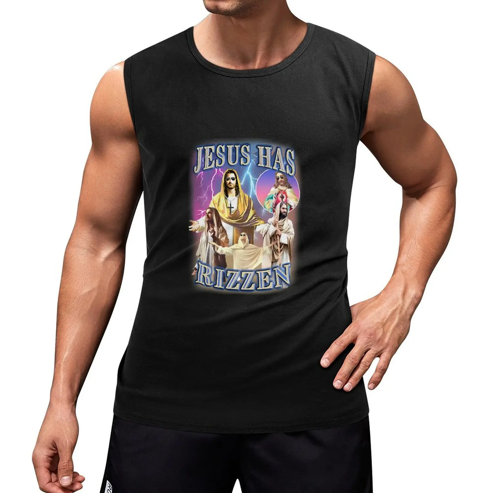 

Jesus Has Rizzen Tank Top T-shirt for fitness summer gym men