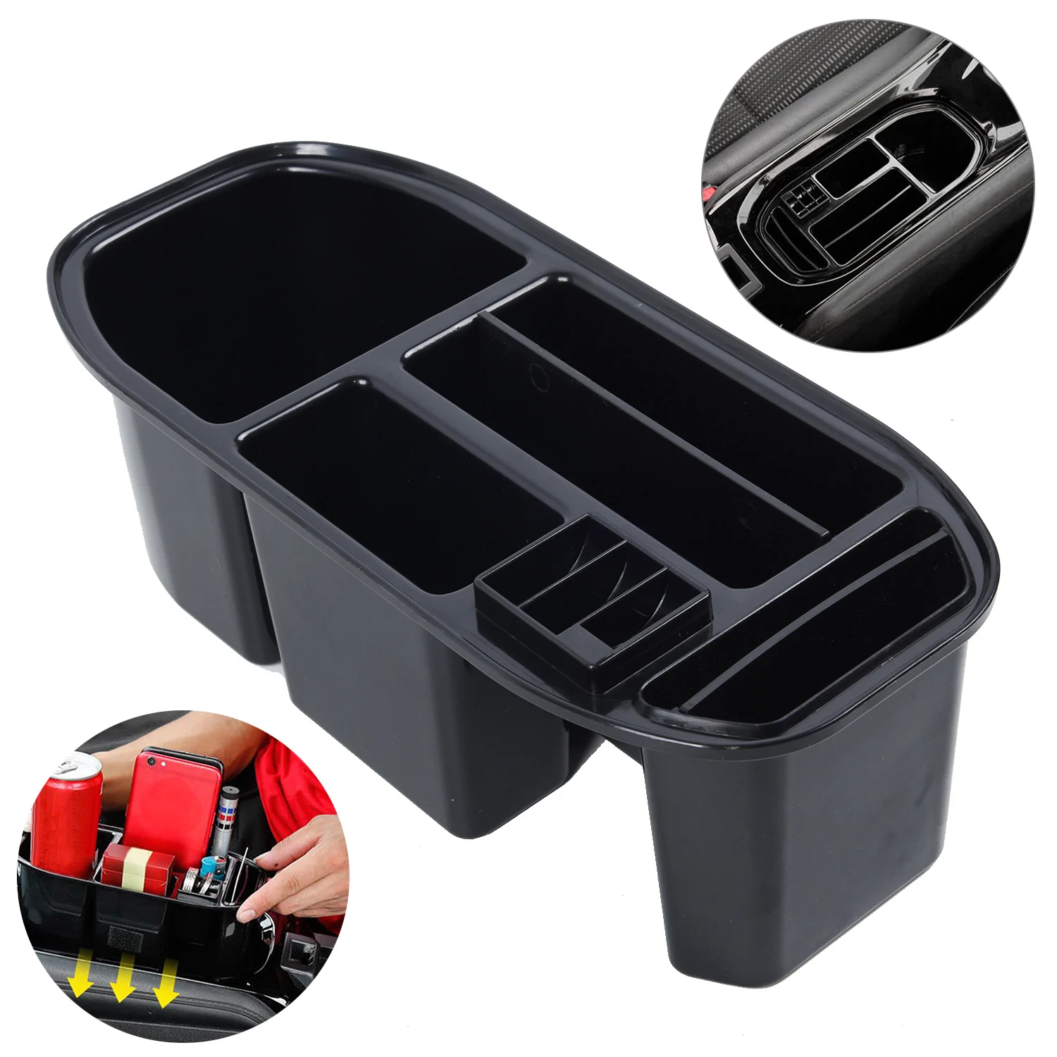 

Car Water Cup Holder Storage Box Container Tray For Vezel HR-V HRV Multi-compartment Design For Holding Different Items