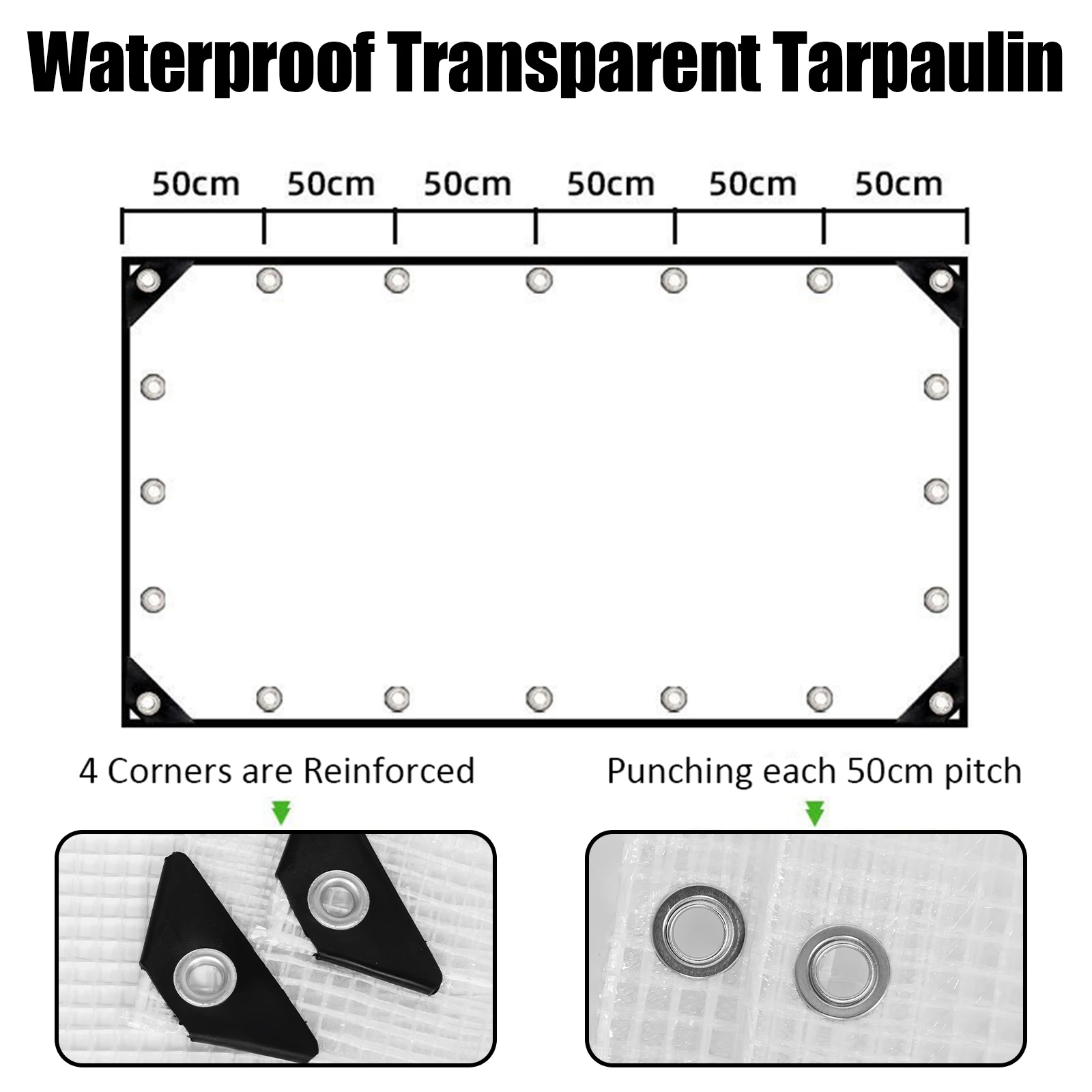 Lona transparente resistente al agua para invernadero, cubierta de polietileno resistente a los rayos UV con ojales de fuerza, para jardinería, agricultura y vivero