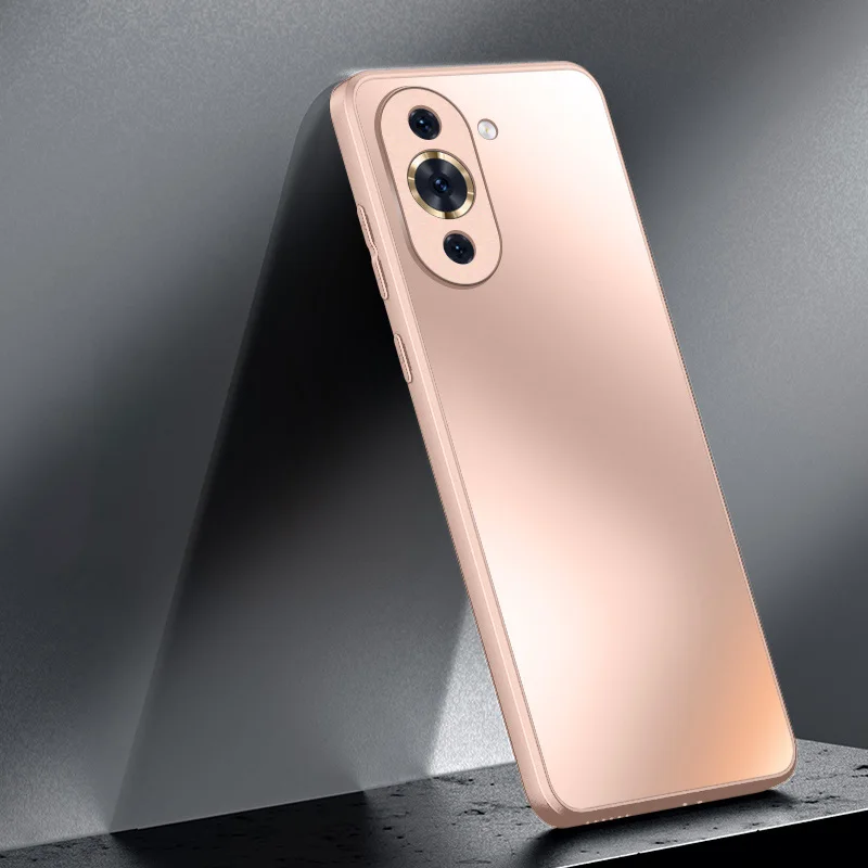 Luxury Reflective Silicone Matte Glass Case with Frosted Camera Lens Protection