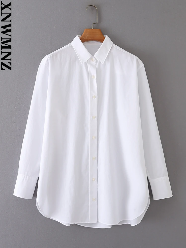 

XNWMNZ 2022 Women Fashion Cotton Long Sleeve Shirts Female Casual Versatile Office Ladies Chic Tops