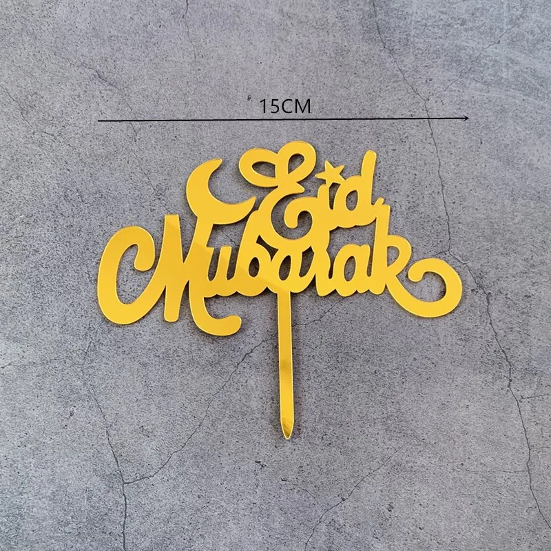 Eid Mubarak Gold Acrylic Cake Toppers Cupcake Topper Supplies For Wedding Birthday Party
