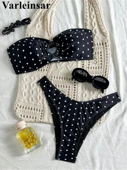 XS - L Polka Dot Bandeau Brazilian Bikini Women Swimwear Female Swimsuit Two-pieces Bikini set Bather Bathing Suit Swim V7711 1