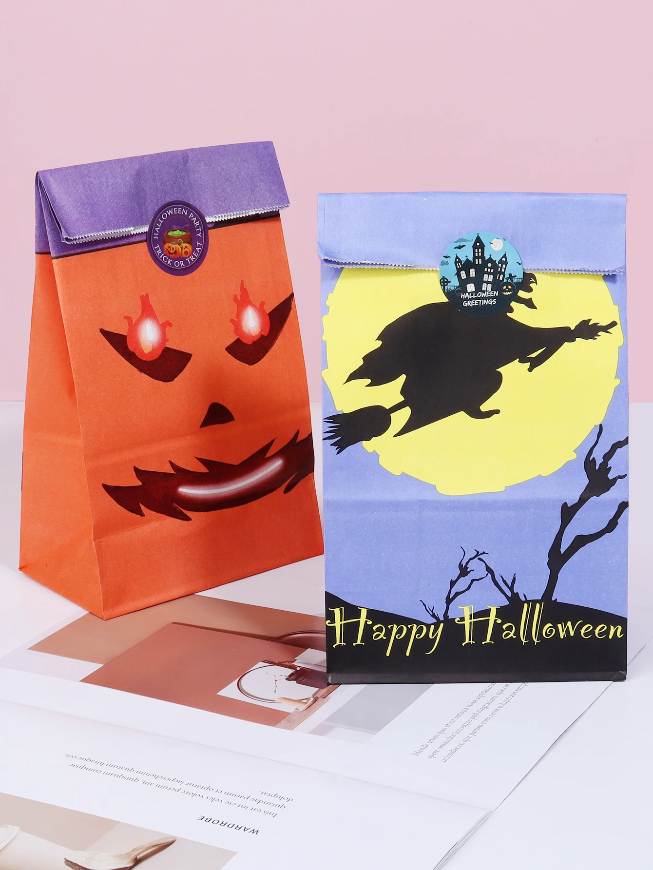 Halloween Papiertüten – 12 Stück Mit Aufklebern | Süßigkeiten-Taschen Für Die Gruselparty