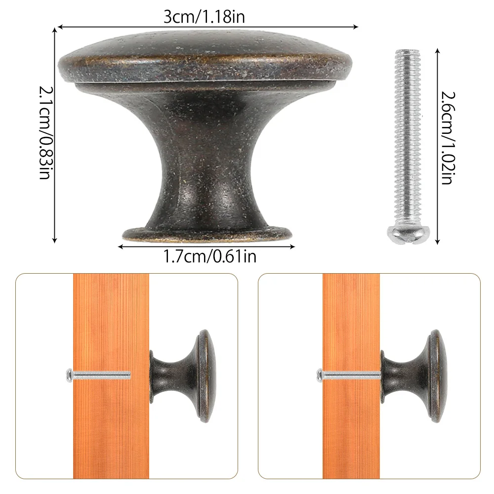 Brass Vintage Drawer Handle Antique Bronze Cupboard Door Pull Knob Round Zinc Alloy Dresser Knob Single Hole
