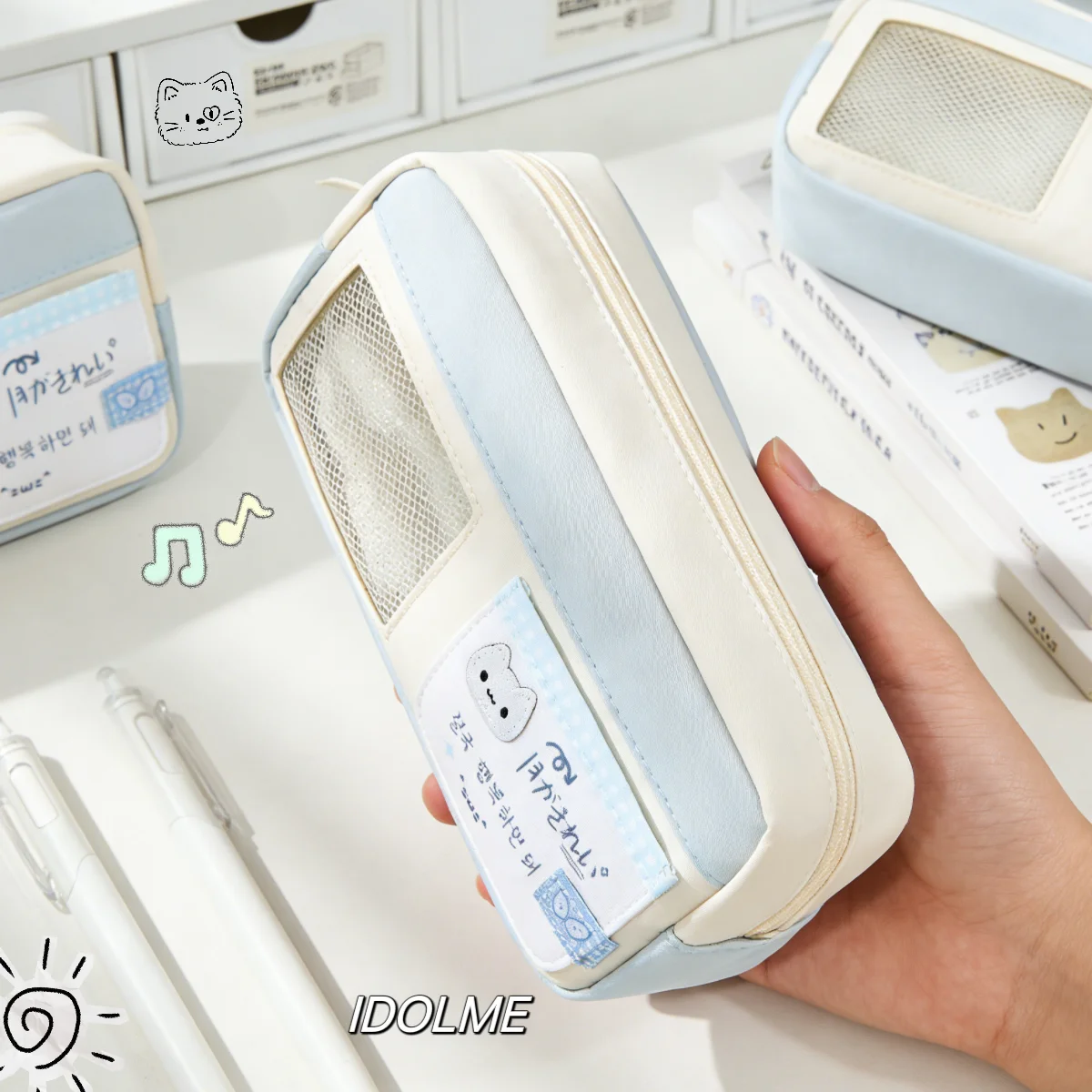 1Pc 일본식 복고풍 패치워크 필통, 대학 스타일의 검정색과 회색 패치워크 필통, 폴카 도트 스트라이프 대비 디자인, 중학생을 위한 대용량 문구 가방, 대용량 고가치 학생용 가방