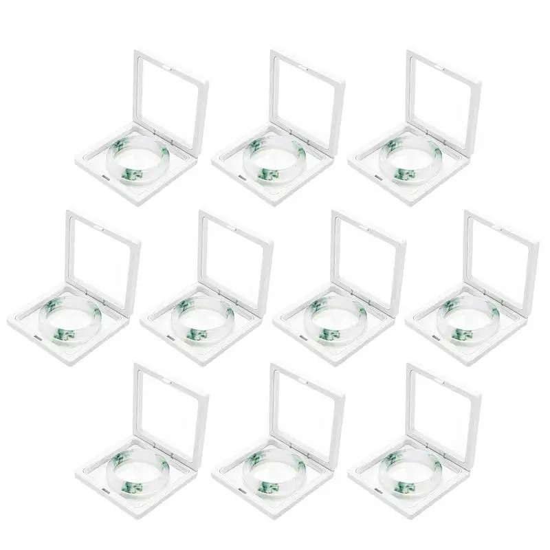 

Coin Display Case 10pcs Challenge Coin Case Floating Effect Display Frame Stand Holder Coin Chip Jewelry Pin Display Stand Box
