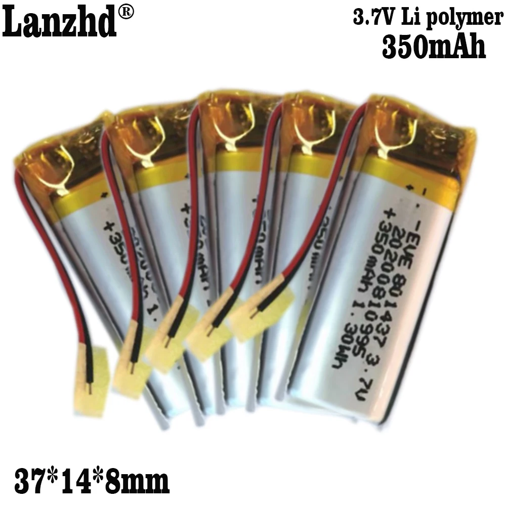 3.7V 801437 Lipo Cells 350mah Lithium Polymer Rechargeable Battery 